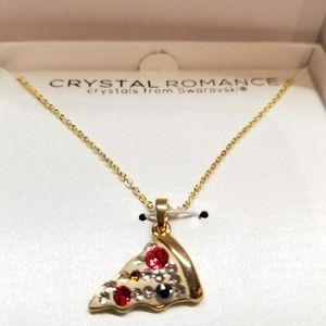 SWAROVSKI CRYSTAL pizza necklace silver plated